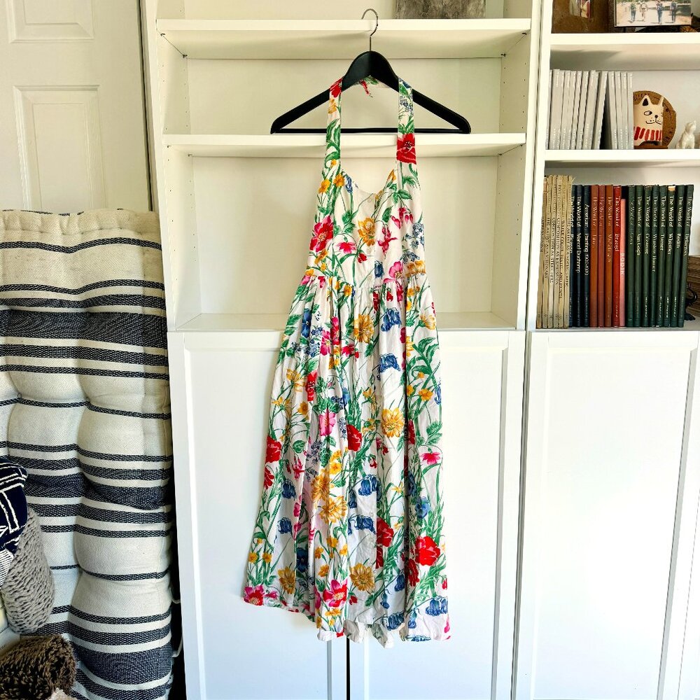 Vintage Floral Halter Sundress Size 4 Petite